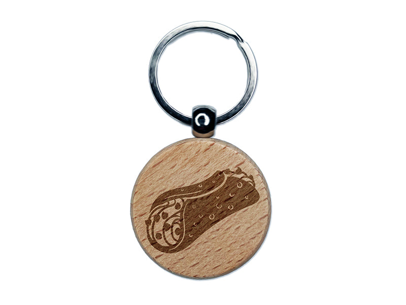 Cannoli Italian Dessert Engraved Wood Round Keychain Tag Charm