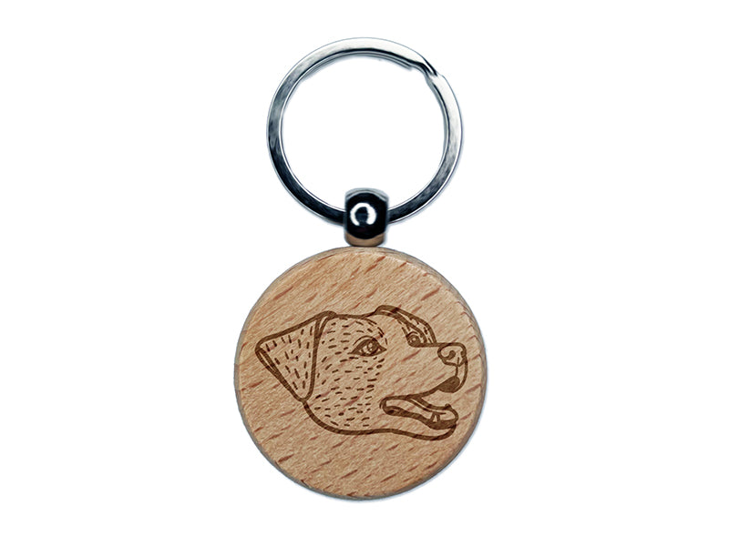 Jack Russell Terrier Dog Head Engraved Wood Round Keychain Tag Charm