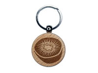 Kiwi Fruit Drawing Engraved Wood Round Keychain Tag Charm