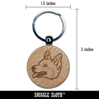 Pembroke Welsh Corgi Head Dog Engraved Wood Round Keychain Tag Charm