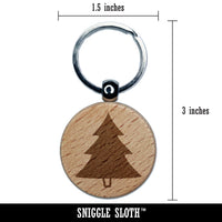 Pine Tree Cartoon Engraved Wood Round Keychain Tag Charm