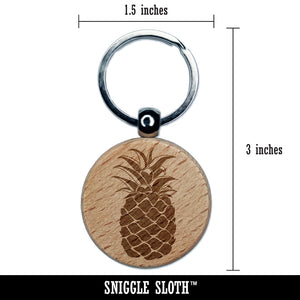 Pineapple Fruit Drawing Engraved Wood Round Keychain Tag Charm