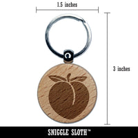 Plump Peach Solid Engraved Wood Round Keychain Tag Charm