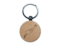 Silly Rubber Chicken Engraved Wood Round Keychain Tag Charm