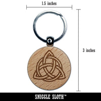 Celtic Triquetra Knot Outline Engraved Wood Round Keychain Tag Charm