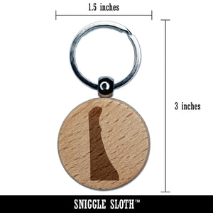 Delaware State Silhouette Engraved Wood Round Keychain Tag Charm