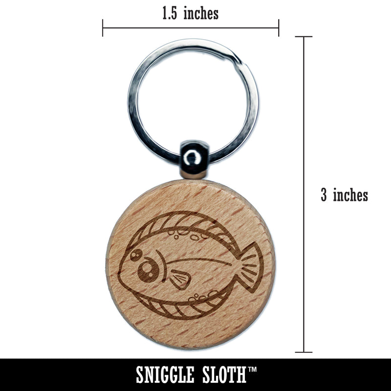 Kawaii Dab Fish Engraved Wood Round Keychain Tag Charm