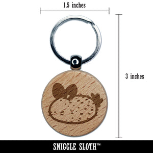 Kawaii Sea Bunny Slug Engraved Wood Round Keychain Tag Charm