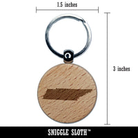 Tennessee State Silhouette Engraved Wood Round Keychain Tag Charm