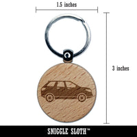 Automobile Car SUV Vehicle Engraved Wood Round Keychain Tag Charm