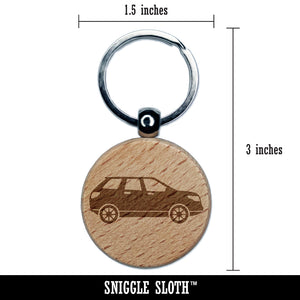 Automobile Car SUV Vehicle Engraved Wood Round Keychain Tag Charm