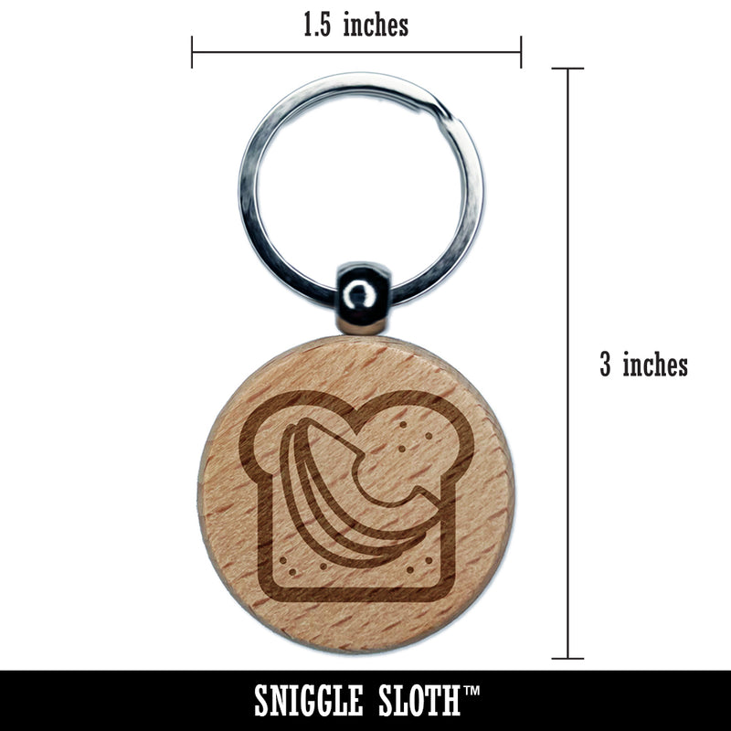 Avocado Toast Bread Engraved Wood Round Keychain Tag Charm