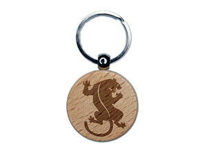 Black Panther Engraved Wood Round Keychain Tag Charm