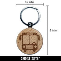 City Bus Stop Public Transportation icon Engraved Wood Round Keychain Tag Charm