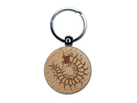 Creepy Crawly Centipede Engraved Wood Round Keychain Tag Charm