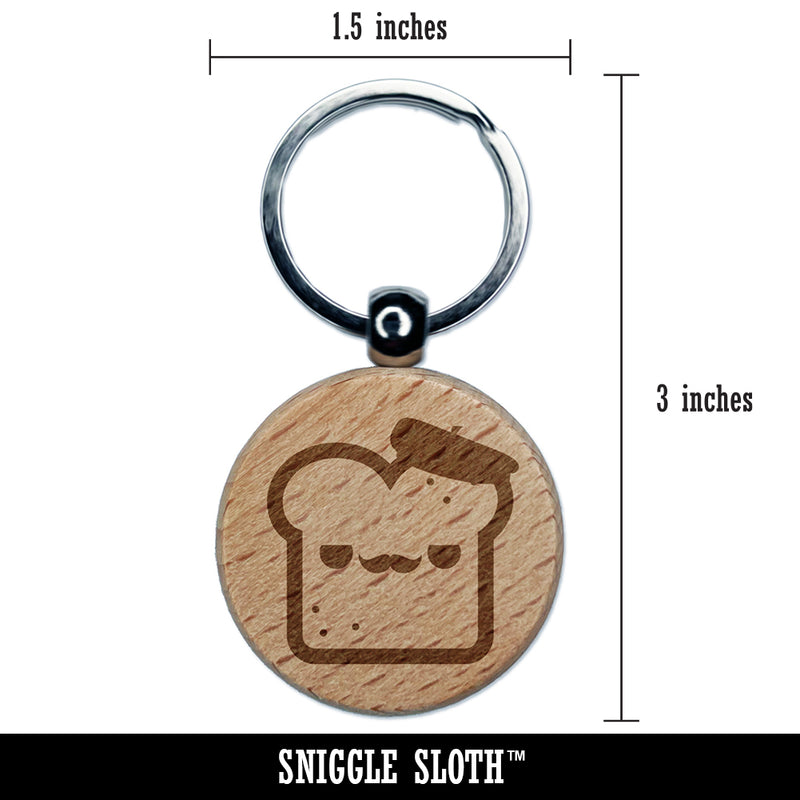Cute and Kawaii French Toast Bread Engraved Wood Round Keychain Tag Charm