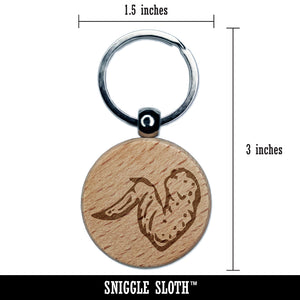 Delicious Chicken Wing with Drum and Flat Engraved Wood Round Keychain Tag Charm