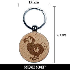 Extinct Dodo Bird Engraved Wood Round Keychain Tag Charm