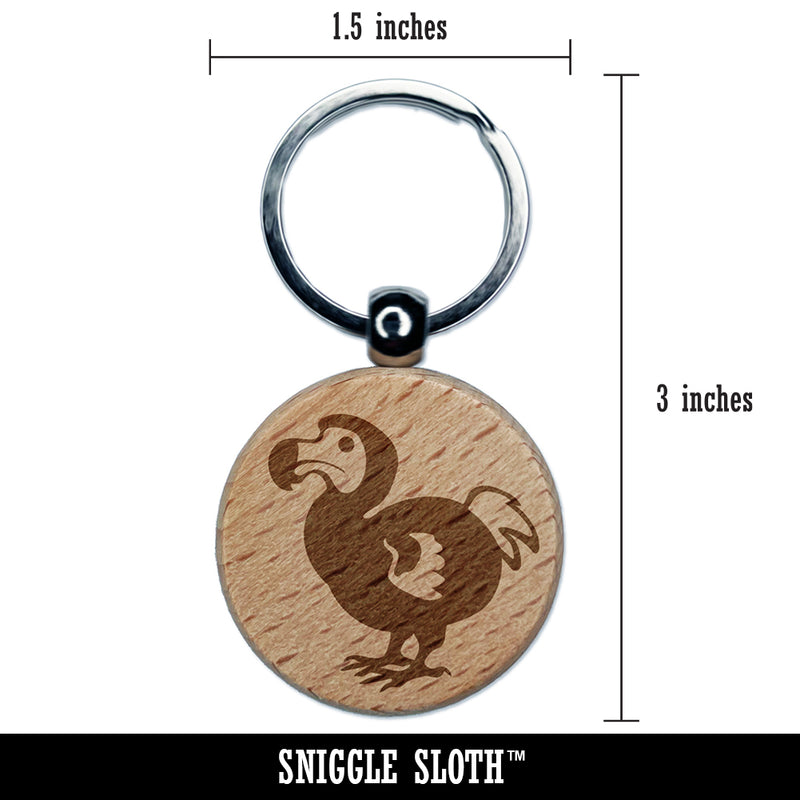 Extinct Dodo Bird Engraved Wood Round Keychain Tag Charm