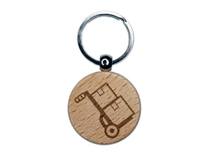 Hand Truck Dolly for Moving Boxes Engraved Wood Round Keychain Tag Charm