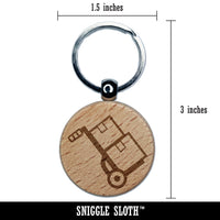 Hand Truck Dolly for Moving Boxes Engraved Wood Round Keychain Tag Charm
