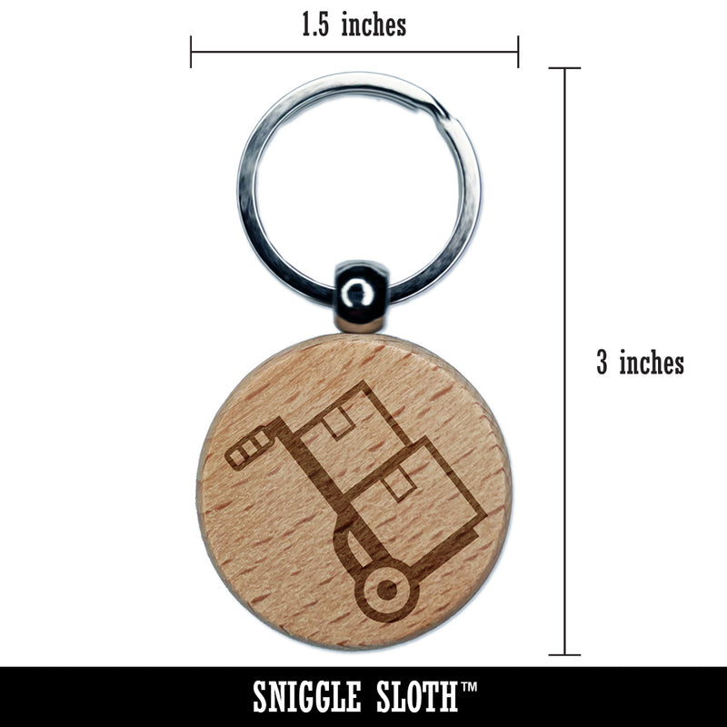 Hand Truck Dolly for Moving Boxes Engraved Wood Round Keychain Tag Charm