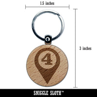 Map Location 4 Marker Engraved Wood Round Keychain Tag Charm