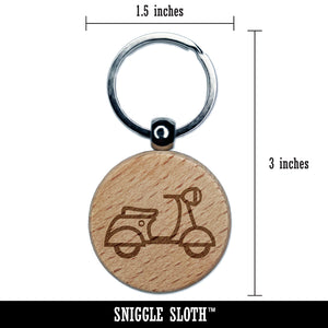 Moped Scooter Motor Vehicle Engraved Wood Round Keychain Tag Charm