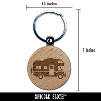 RV Road Trip Camping Automobile Family Vehicle Engraved Wood Round Keychain Tag Charm