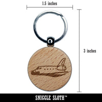 Space Shuttle Engraved Wood Round Keychain Tag Charm