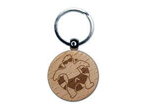 Summer Man in Swimsuit Floating Engraved Wood Round Keychain Tag Charm