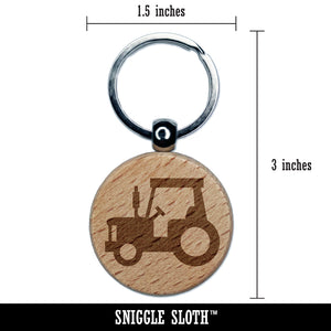 Tractor Farm Vehicle Engraved Wood Round Keychain Tag Charm