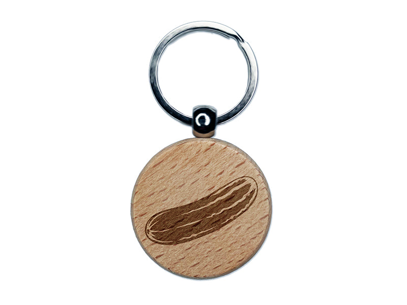 Vegetable Cucumber Engraved Wood Round Keychain Tag Charm