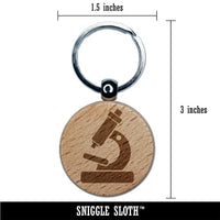 Microscope Biology Science Engraved Wood Round Keychain Tag Charm