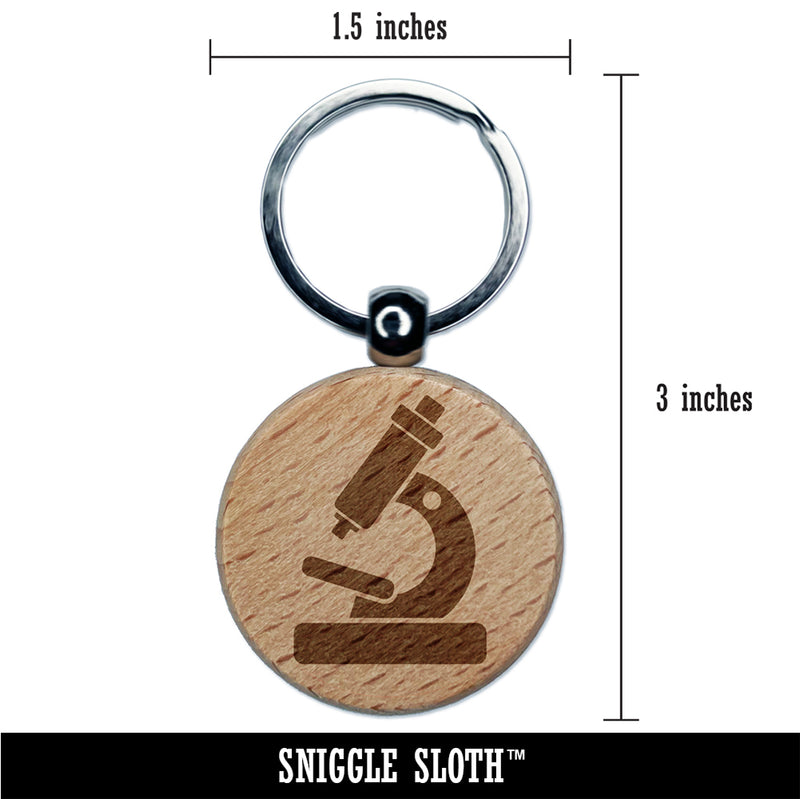 Microscope Biology Science Engraved Wood Round Keychain Tag Charm