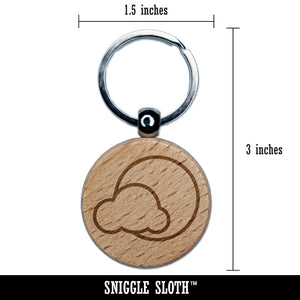 Partly Cloudy Weather Engraved Wood Round Keychain Tag Charm