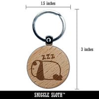 Very Tired Panda Doodle Napping Sleeping Resting Engraved Wood Round Keychain Tag Charm