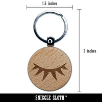 Sweet Eyelashes Single Engraved Wood Round Keychain Tag Charm