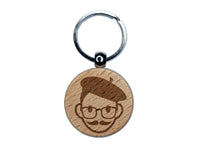 Artist Icon Engraved Wood Round Keychain Tag Charm