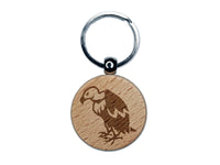 Condor Vulture Bird Engraved Wood Round Keychain Tag Charm