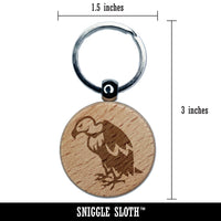 Condor Vulture Bird Engraved Wood Round Keychain Tag Charm