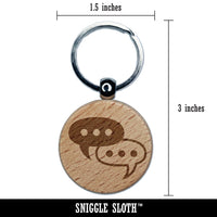 Conversation Discussion Chat Bubbles Icon Engraved Wood Round Keychain Tag Charm