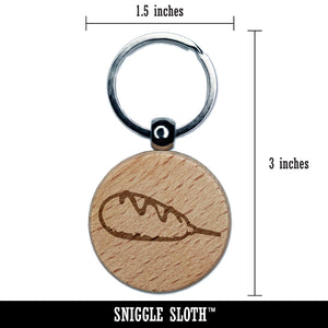Corn Dog with Ketchup Engraved Wood Round Keychain Tag Charm