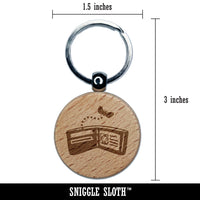 Empty Wallet Billfold Broke Engraved Wood Round Keychain Tag Charm