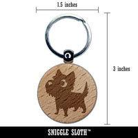 Lovable Cartoon Cairn Terrier Engraved Wood Round Keychain Tag Charm