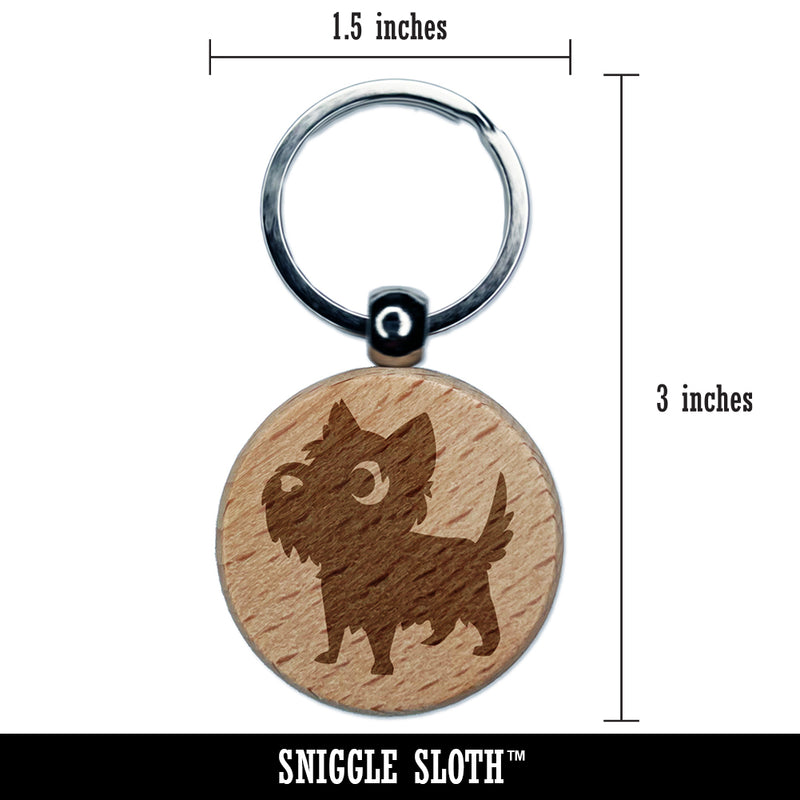 Lovable Cartoon Cairn Terrier Engraved Wood Round Keychain Tag Charm