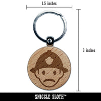 Occupation Firefighter Fire Man Icon Engraved Wood Round Keychain Tag Charm