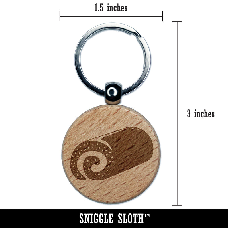 Swiss Roll Cream Cake Engraved Wood Round Keychain Tag Charm