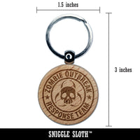 Zombie Outbreak Response Team Skull Engraved Wood Round Keychain Tag Charm
