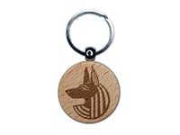 Anubis Head Egyptian God of Death Engraved Wood Round Keychain Tag Charm